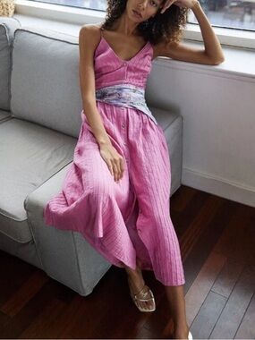 Free People Bon Bon Midi endless summer pink dress (missing 1 button)